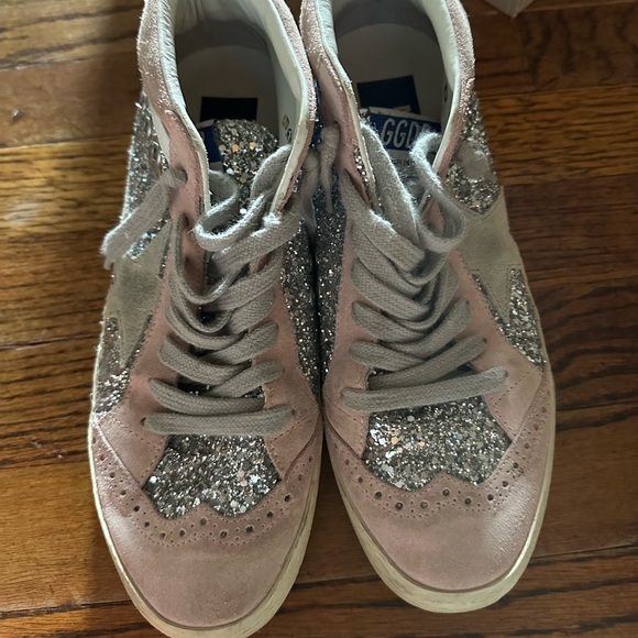 Golden Goose Pink and Silver Glitter Sneakers - Picture 1 of 6